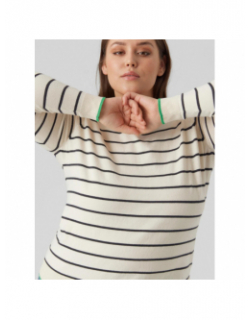 Pull fin rayé alma blanc vert femme - Vero Moda