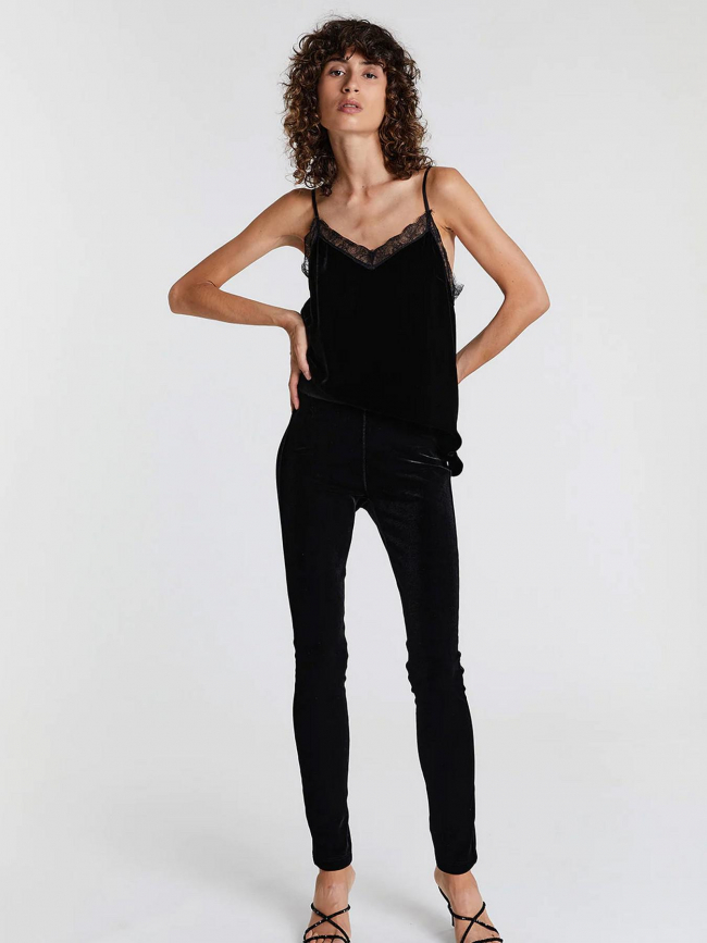 Débardeur velours dentelle shani noir femme - La Petite Etoile