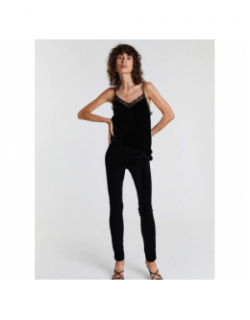 Débardeur velours dentelle shani noir femme - La Petite Etoile