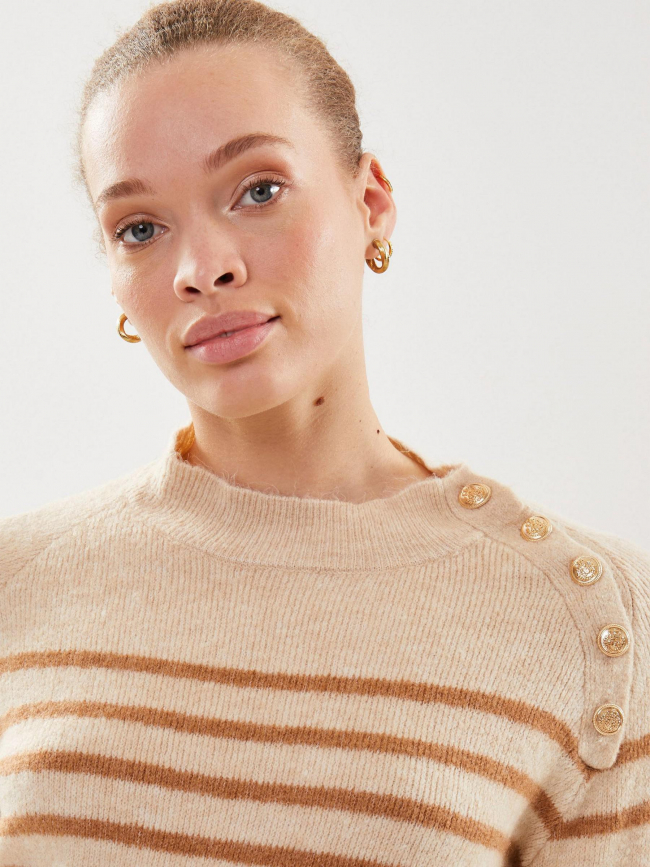 Pull rayé effie beige femme - La Petite Etoile