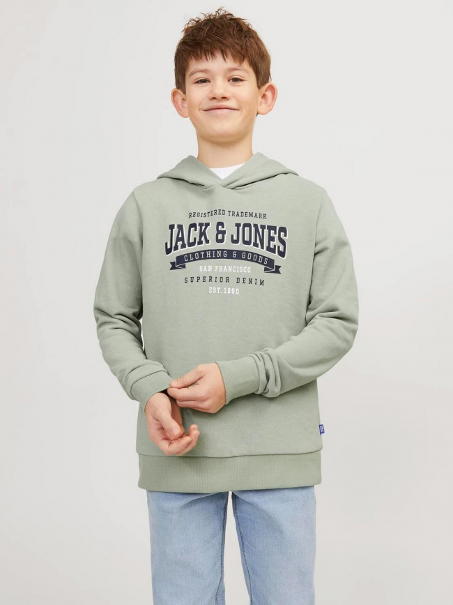 Sweat à capuche logo vert garçon - Jack & Jones