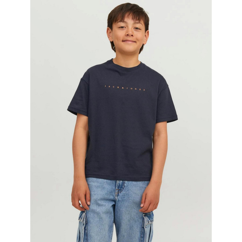 T-shirt star logo bleu marine garçon - Jack & Jones