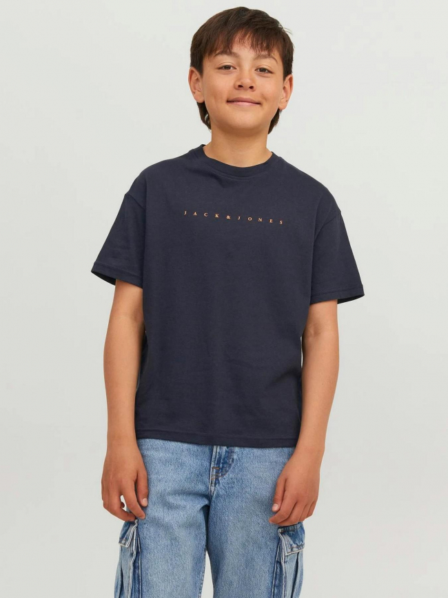 T-shirt star logo bleu marine garçon - Jack & Jones