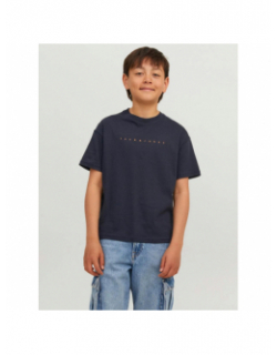 T-shirt star logo bleu marine garçon - Jack & Jones