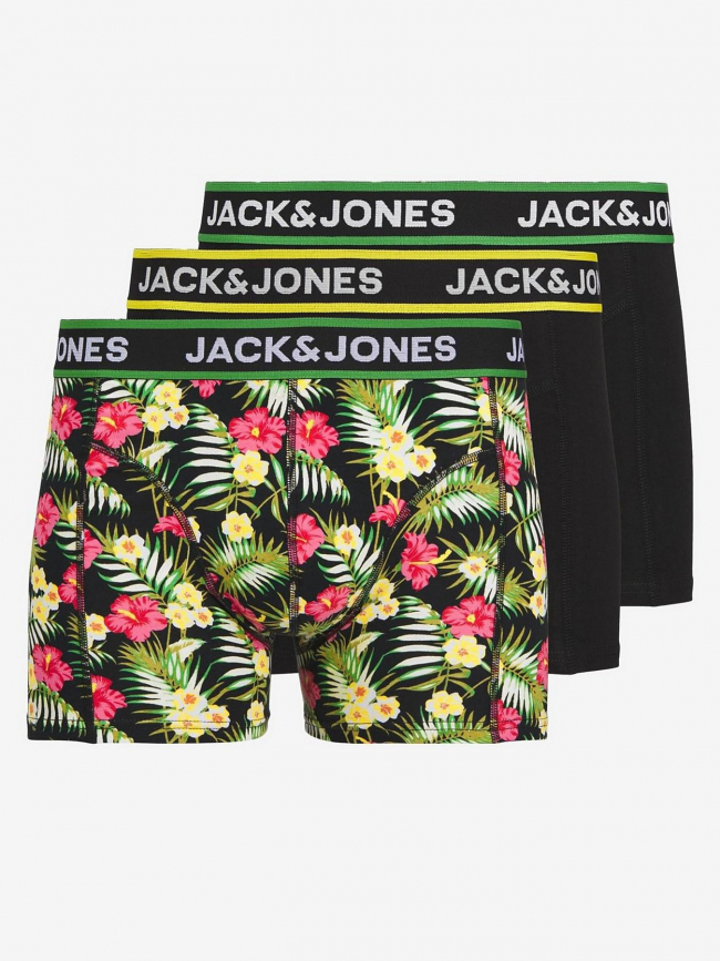 Pack 3 boxers imprimés et uni flowers noir homme - Jack & Jones