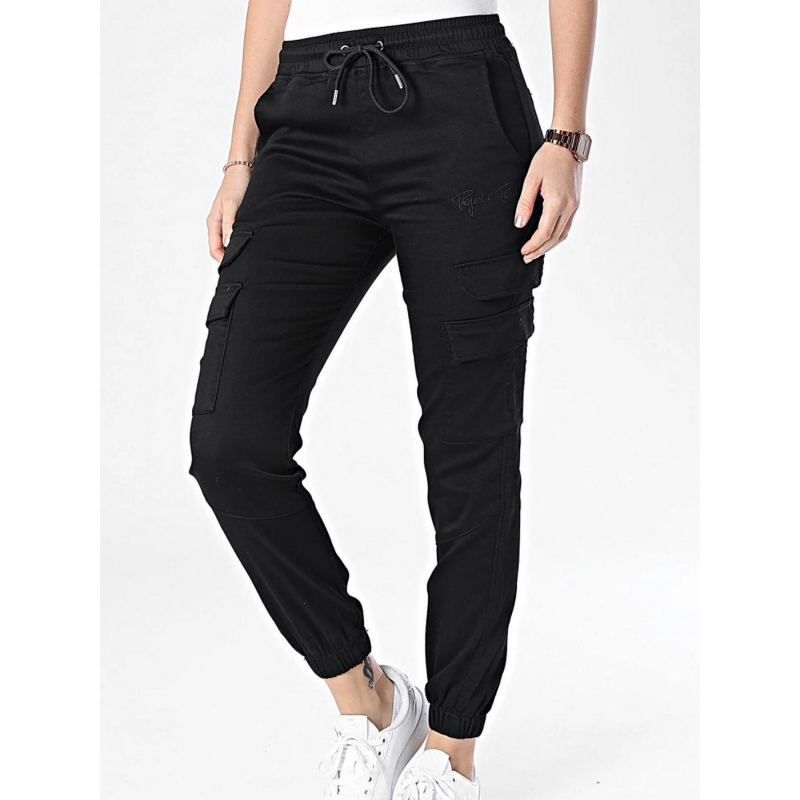 Pantalon cargo bas resserré noir femme - Project X Paris