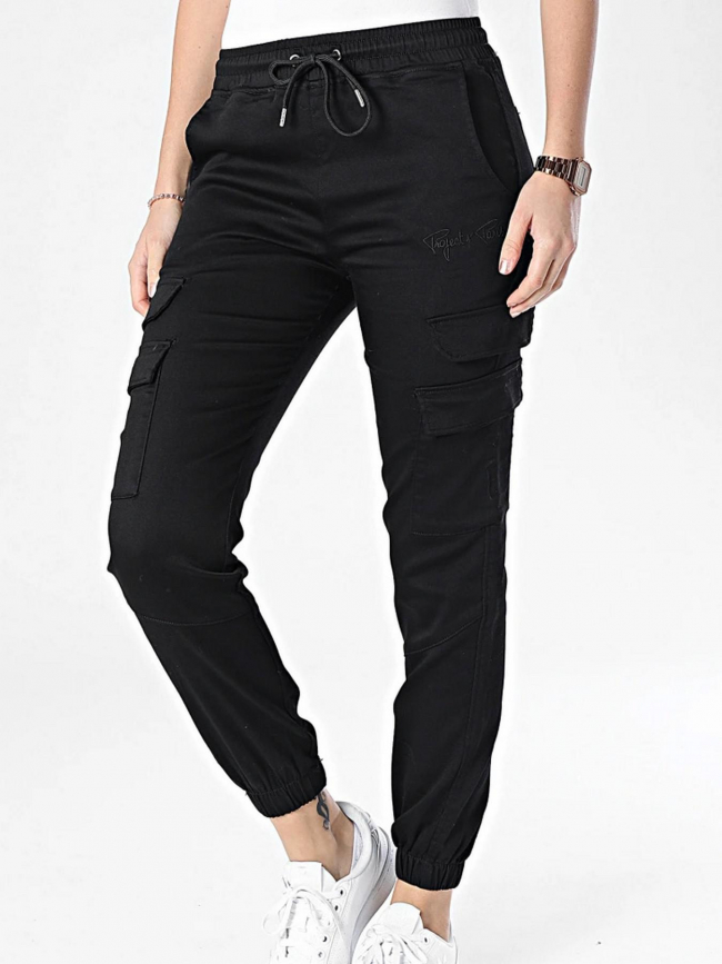 Pantalon cargo bas resserré noir femme - Project X Paris