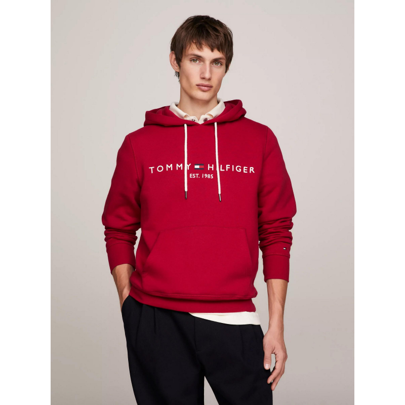 Sweat à capuche logo classique rouge homme - Tommy Hilfiger