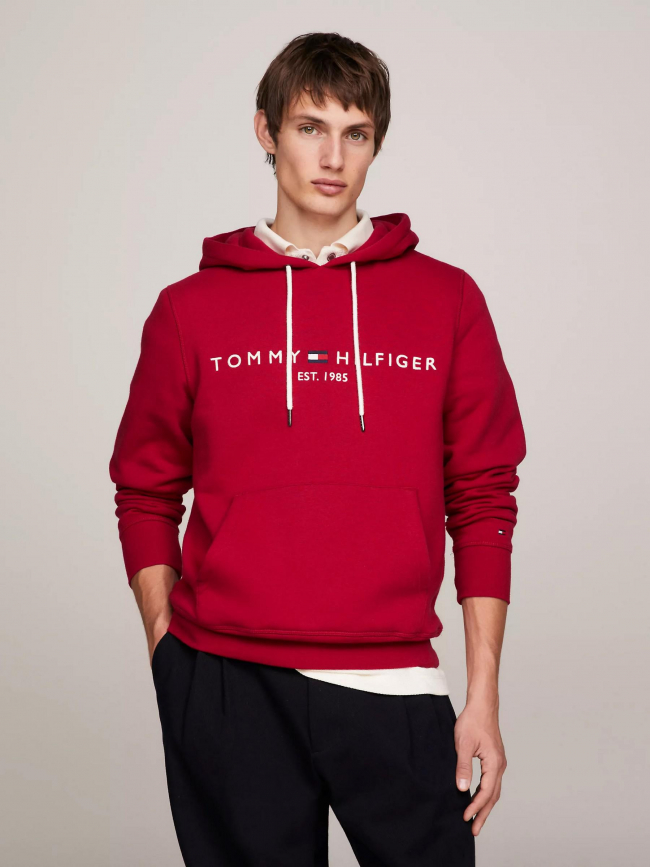 Sweat à capuche logo classique rouge homme - Tommy Hilfiger