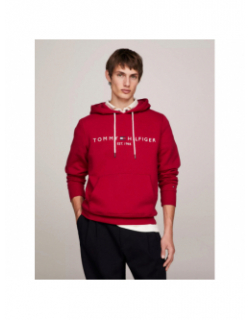 Sweat à capuche logo classique rouge homme - Tommy Hilfiger