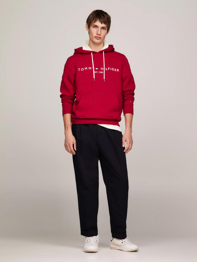 Sweat à capuche logo classique rouge homme - Tommy Hilfiger