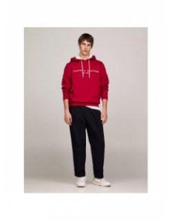 Sweat à capuche logo classique rouge homme - Tommy Hilfiger