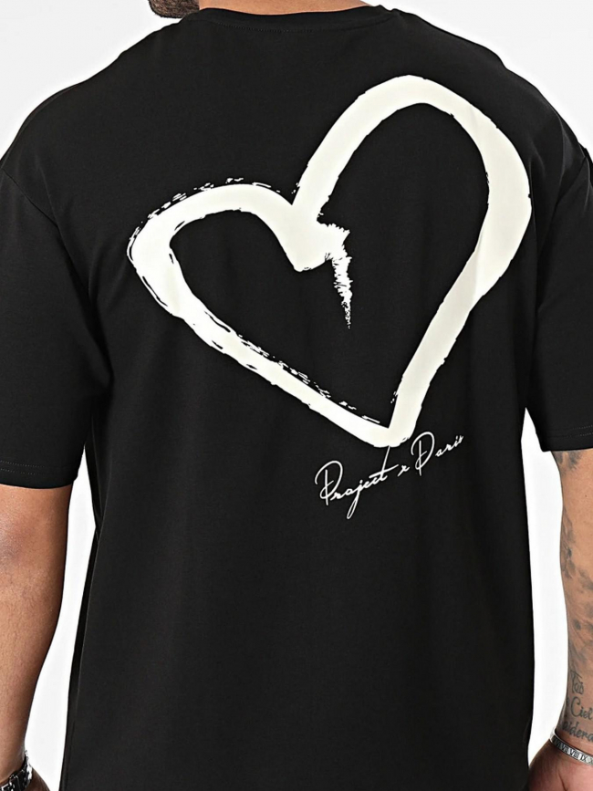 T-shirt logo brodé coeur noir homme - Project X Paris