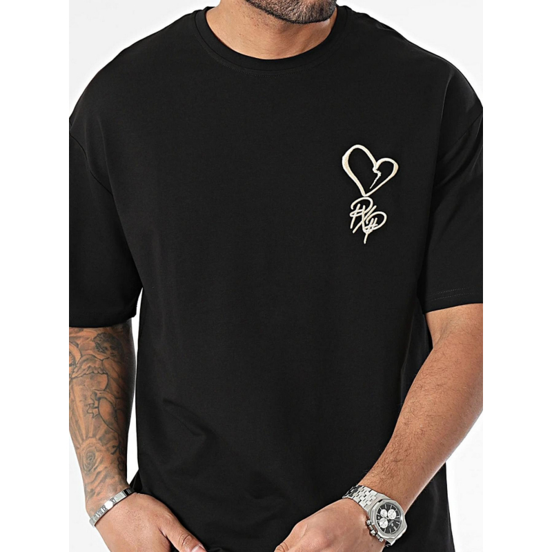 T-shirt logo brodé coeur noir homme - Project X Paris