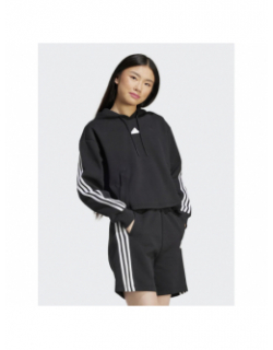 Sweat à capuche crop loose 3s noir femme - Adidas