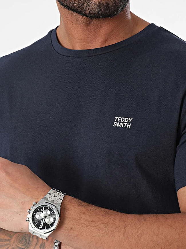 T-shirt uni logo the tee bleu marine homme - Teddy Smith