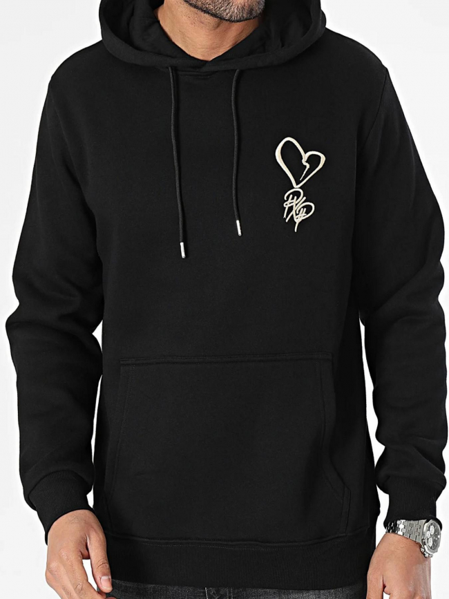 Sweat à capuche coeur brodé noir homme - Project X Paris