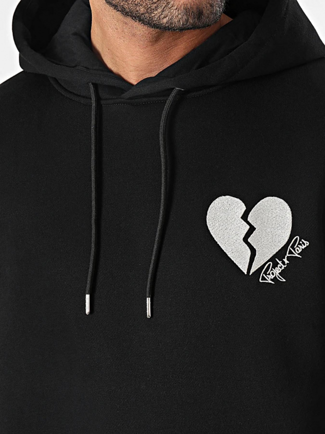 Sweat à capuche coeur brisé noir homme - Project X Paris