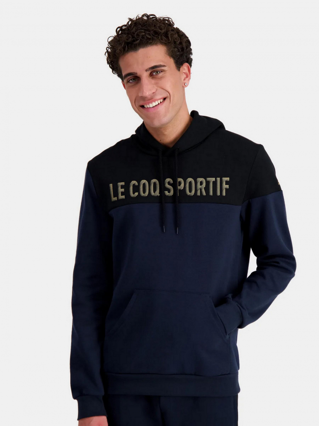 Sweat à capuche bicolore bleu noir homme - Le Coq Sportif