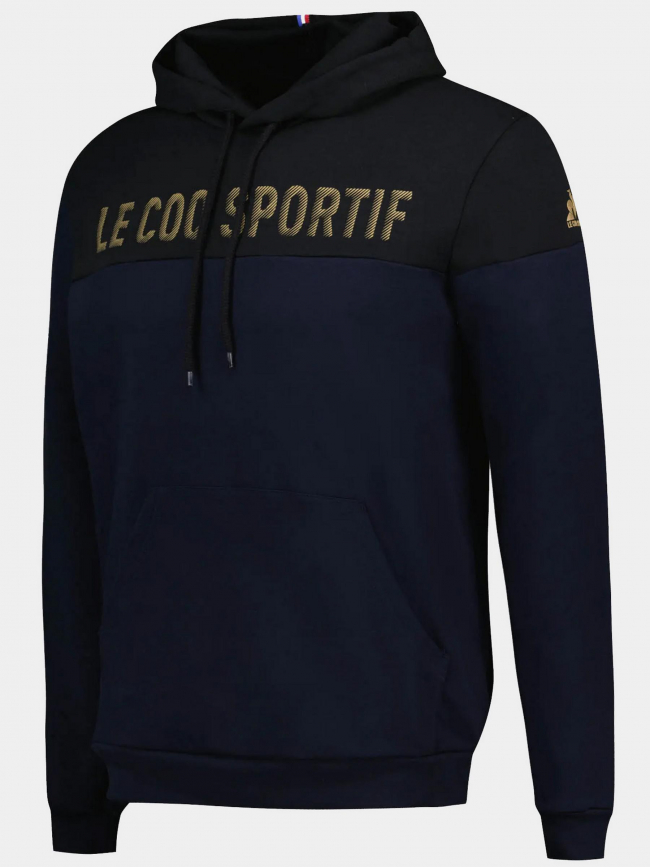 Sweat à capuche bicolore bleu noir homme - Le Coq Sportif