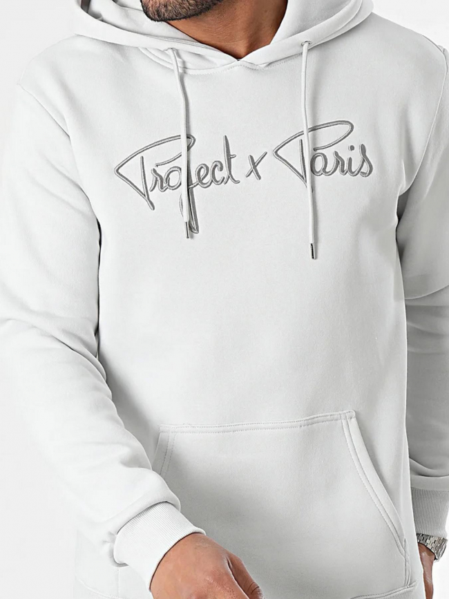 Sweat à capuche logo signature gris homme - Project X Paris