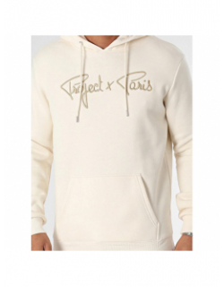 Sweat à capuche logo signature beige homme - Project X Paris