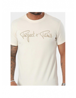 T-shirt logo brodé signature beige homme - Project X Paris