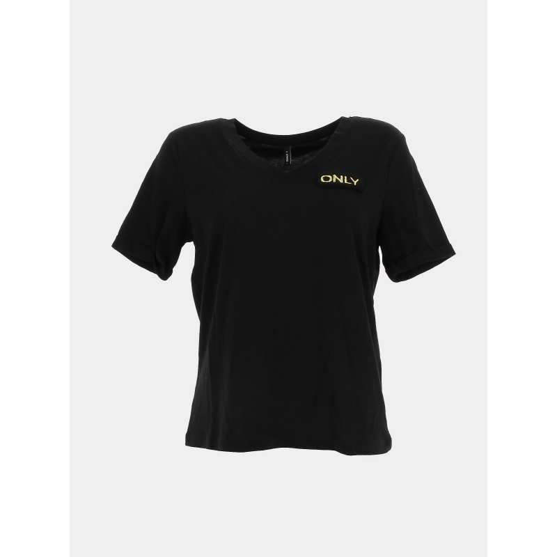 T-shirt col v nori noir femme - Only