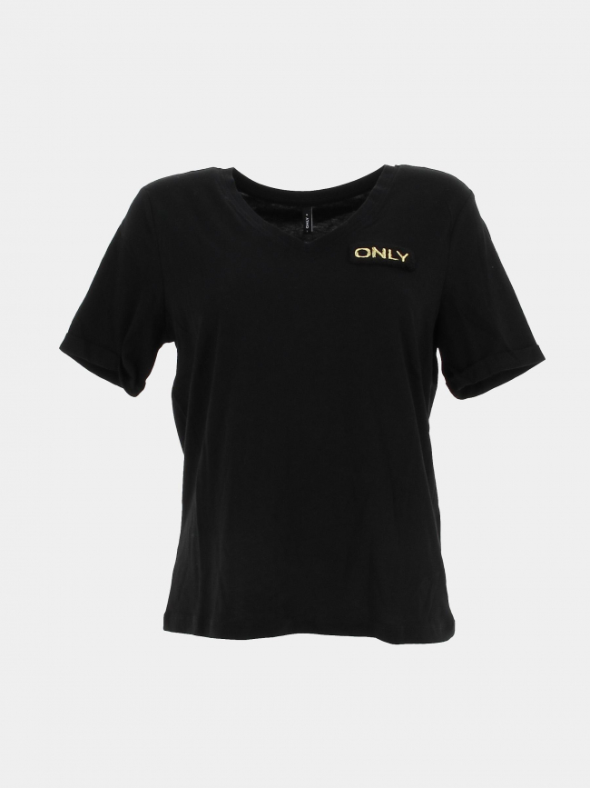 T-shirt col v nori noir femme - Only