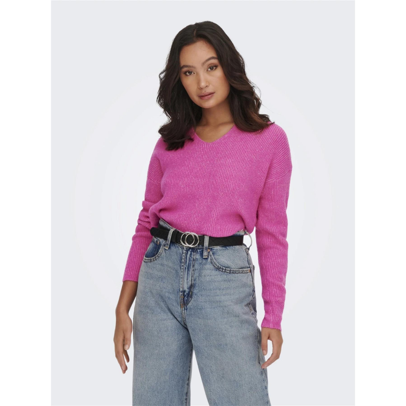 Pull col v rica life rose femme - Only