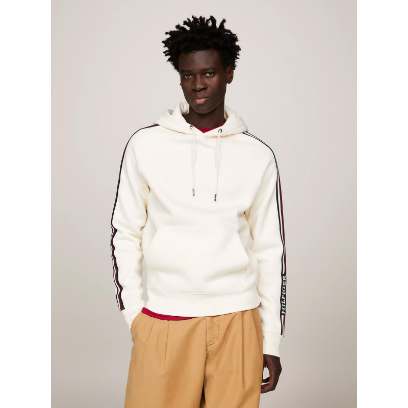 Sweat à capuche global stripe écru homme - Tommy Hilfiger