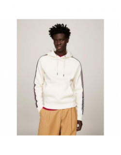 Sweat à capuche global stripe écru homme - Tommy Hilfiger