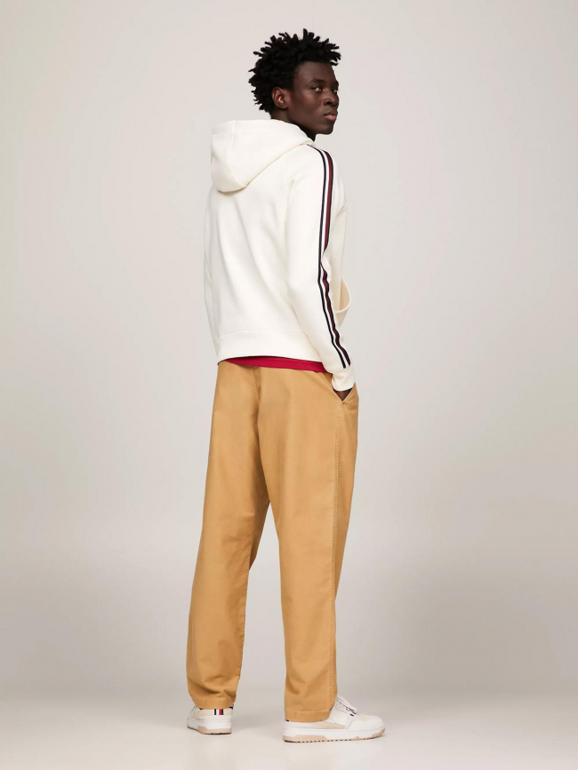 Sweat à capuche global stripe écru homme - Tommy Hilfiger