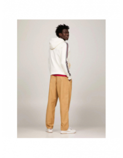 Sweat à capuche global stripe écru homme - Tommy Hilfiger