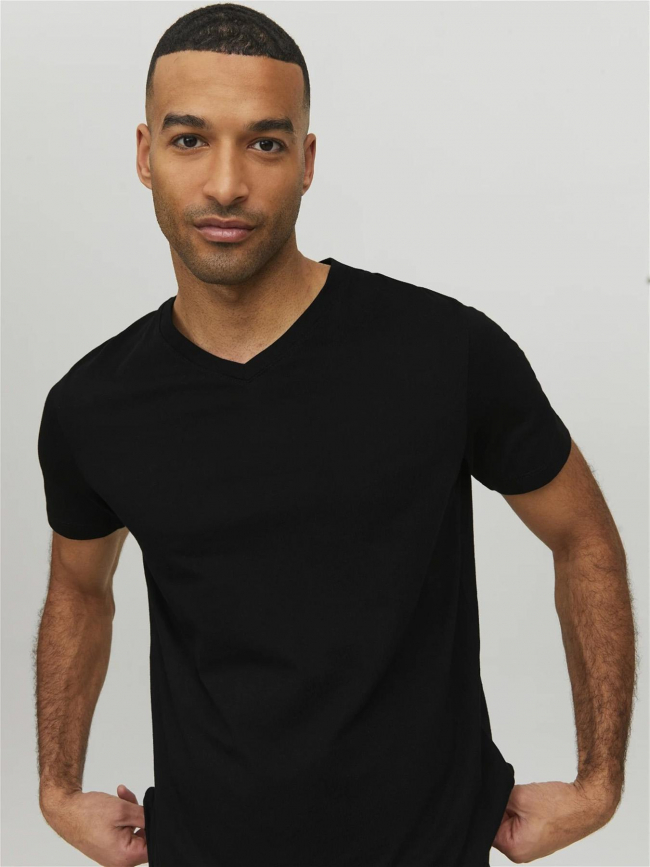 T-shirt organic basic col v noir homme - Jack & Jones