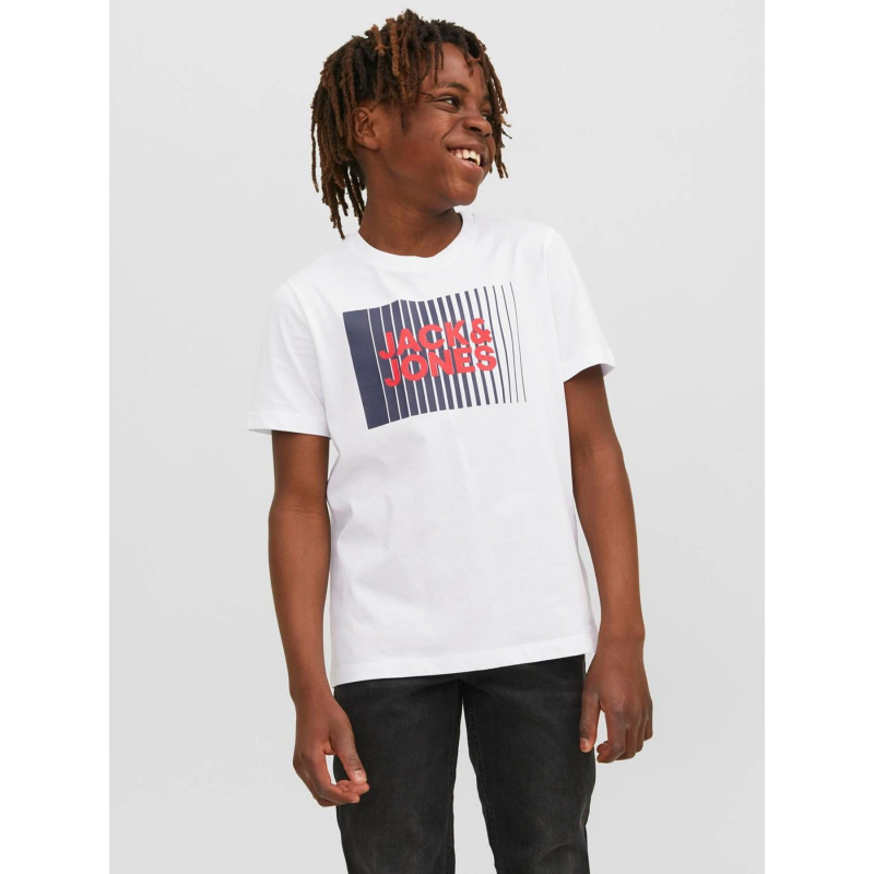 T-shirt corp logo rayures blanc enfant - Jack & Jones