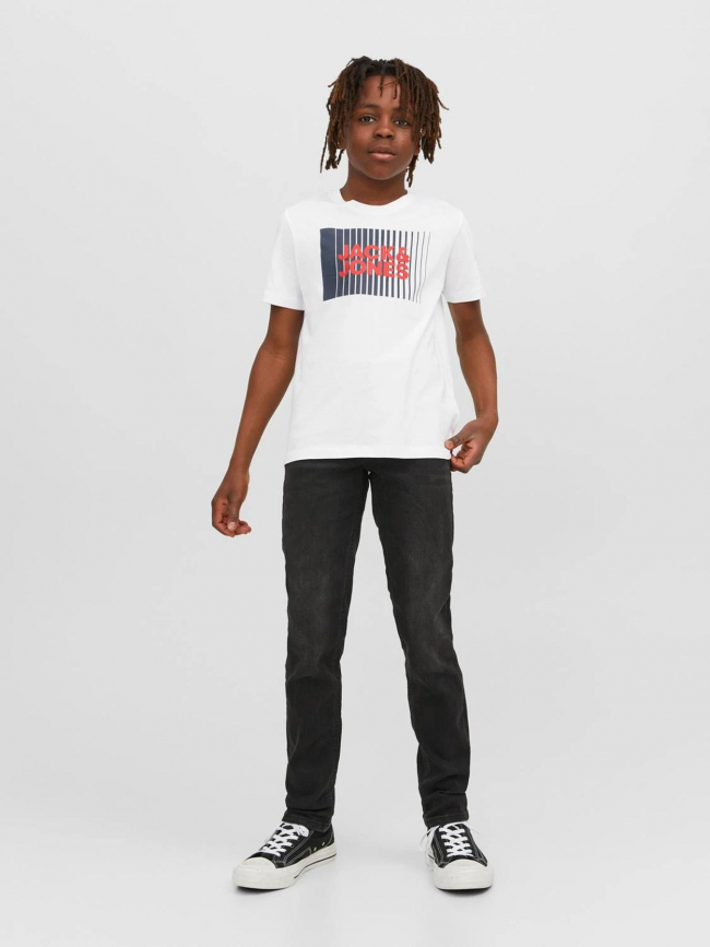 T-shirt corp logo rayures blanc enfant - Jack & Jones