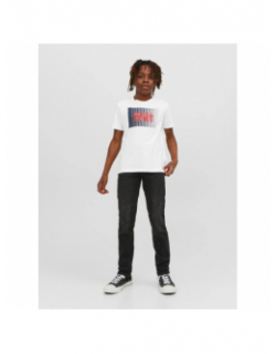 T-shirt corp logo rayures blanc enfant - Jack & Jones