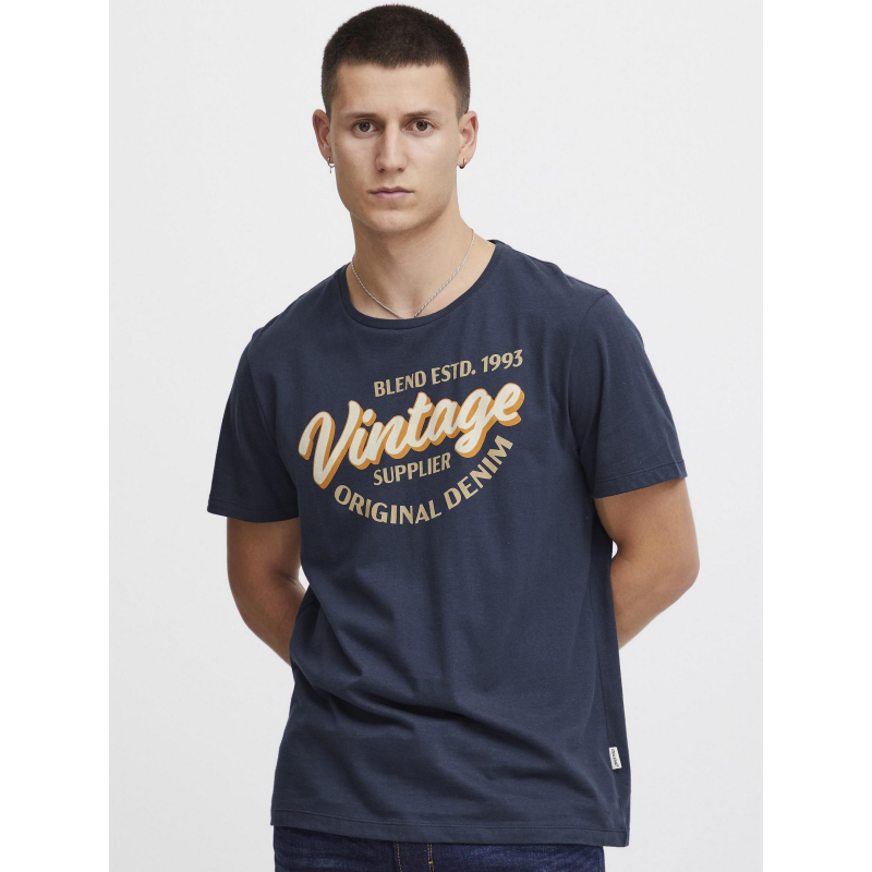 T-shirt vintage logo bleu marine homme - Blend