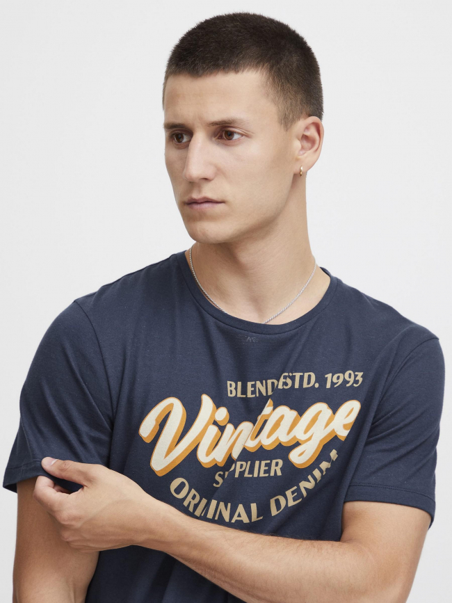 T-shirt vintage logo bleu marine homme - Blend