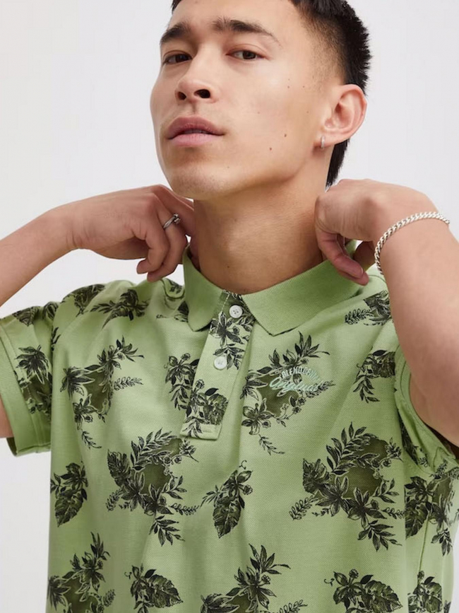 Polo regular fit à fleurs vert homme - Blend