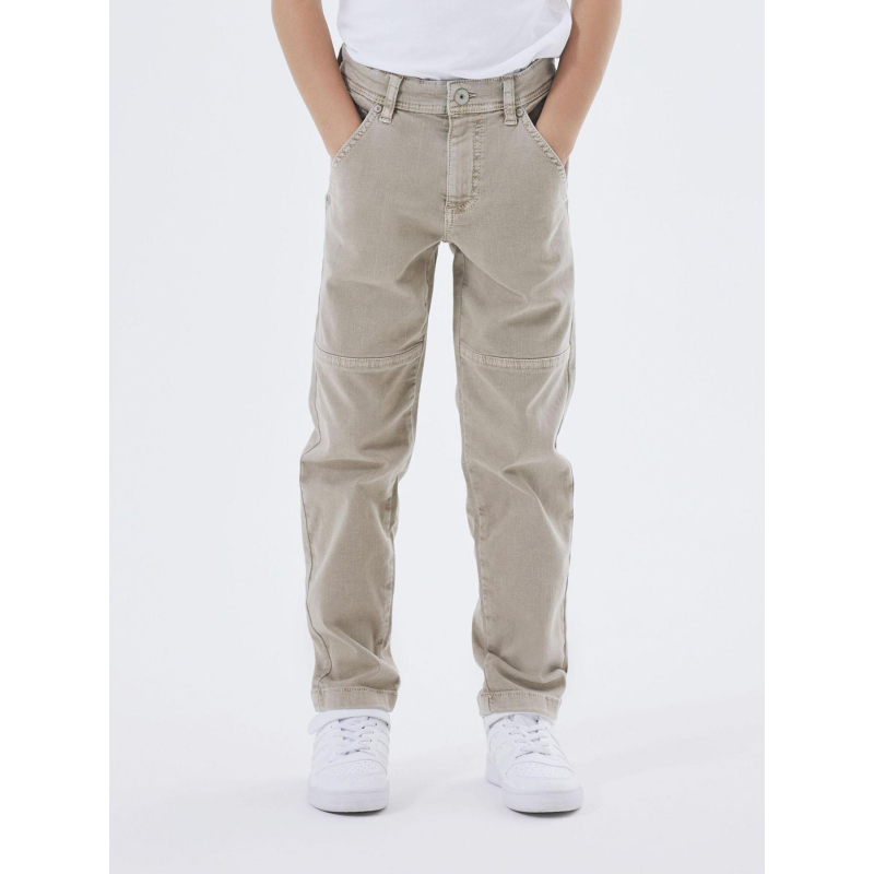 Pantalon ajustable tapered marron enfant - Name it