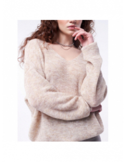 Pull p-mag col v beige femme - Teddy Smith