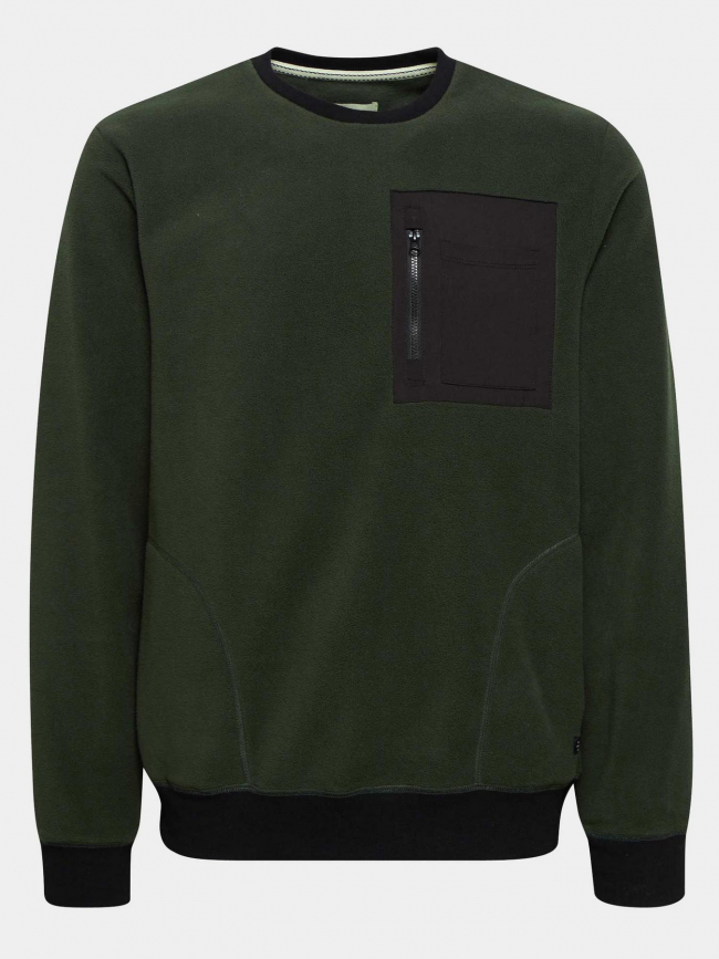 Sweat polaire à poche vert homme - Blend