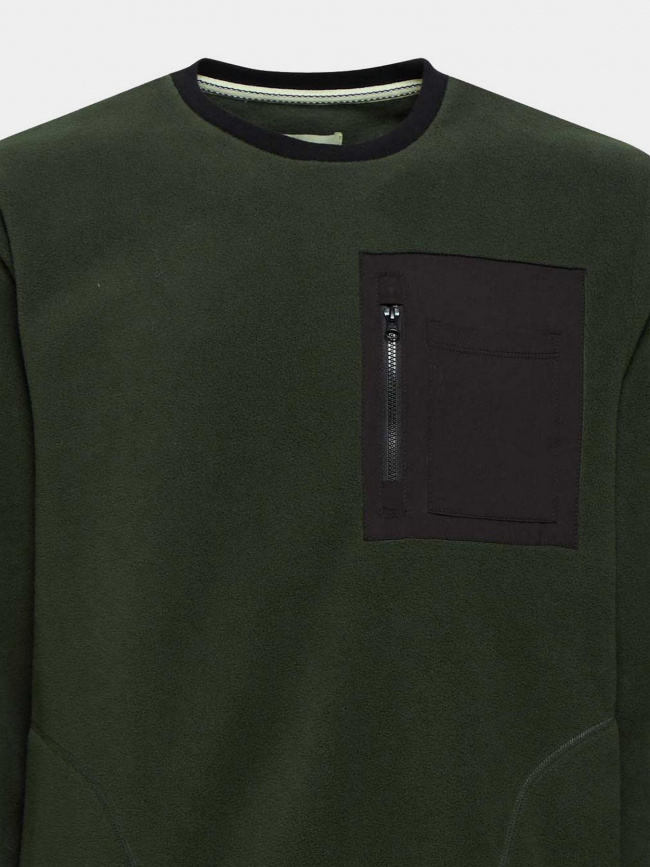 Sweat polaire à poche vert homme - Blend