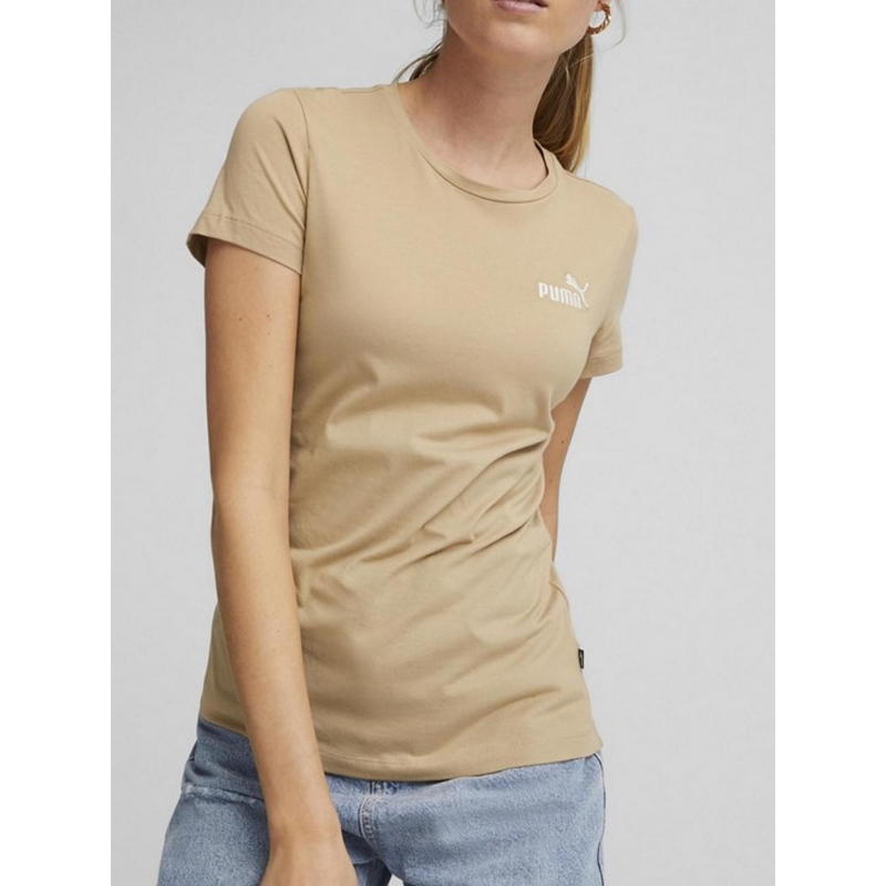 T-shirt essential embroi logo beige femme - Puma