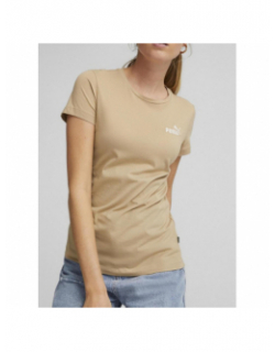 T-shirt essential embroi logo beige femme - Puma