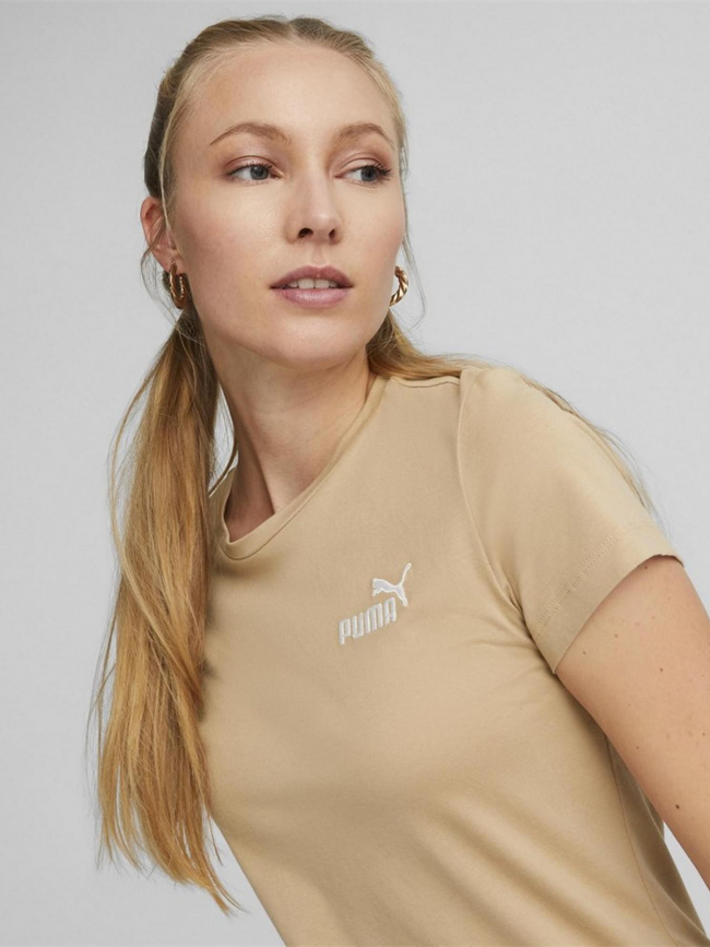 T-shirt essential embroi logo beige femme - Puma