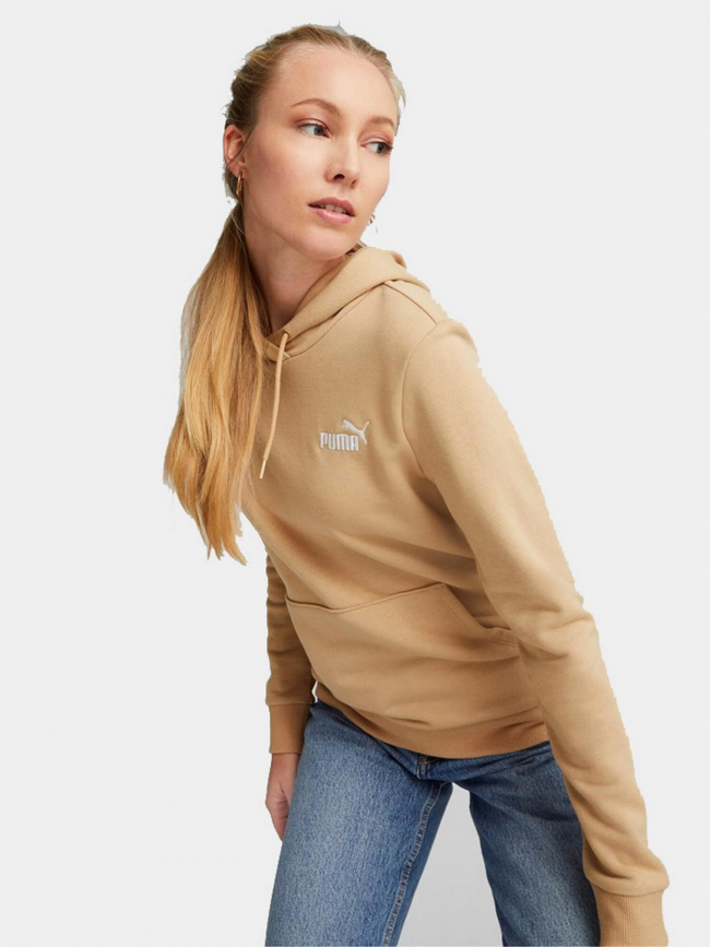 Sweat uni logo essential embroi beige femme - Puma