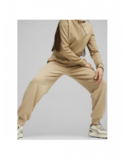 Jogging uni logo essential beige femme - Puma